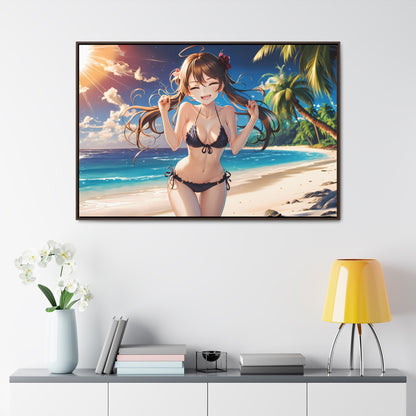 Sunlit Joy on the Beach - Gallery Canvas Wraps, Horizontal Frame