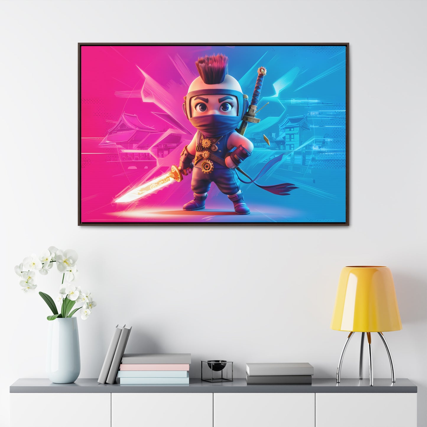 Neon Ninja Showdown - Gallery Canvas Wraps, Horizontal Frame