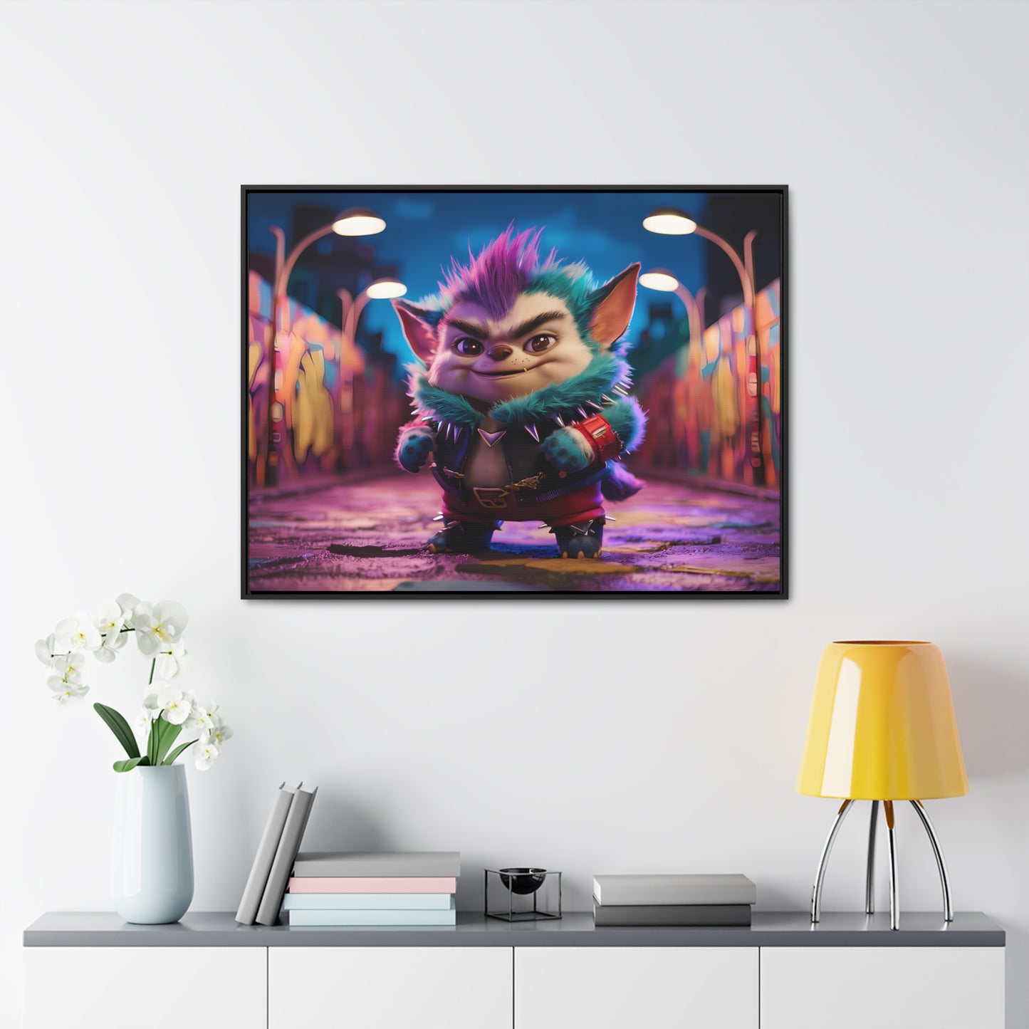 Rebel Furry in the Neon Alley - Gallery Canvas Wraps, Horizontal Frame