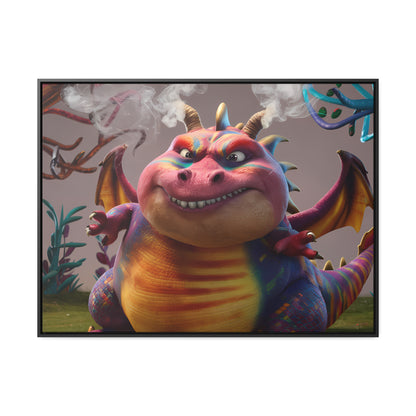 "Smug Rainbow Dragon in a Whimsical Forest" - Gallery Canvas Wraps, Horizontal Frame