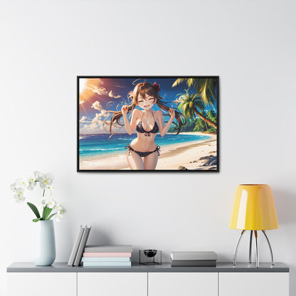 Sunlit Joy on the Beach - Gallery Canvas Wraps, Horizontal Frame