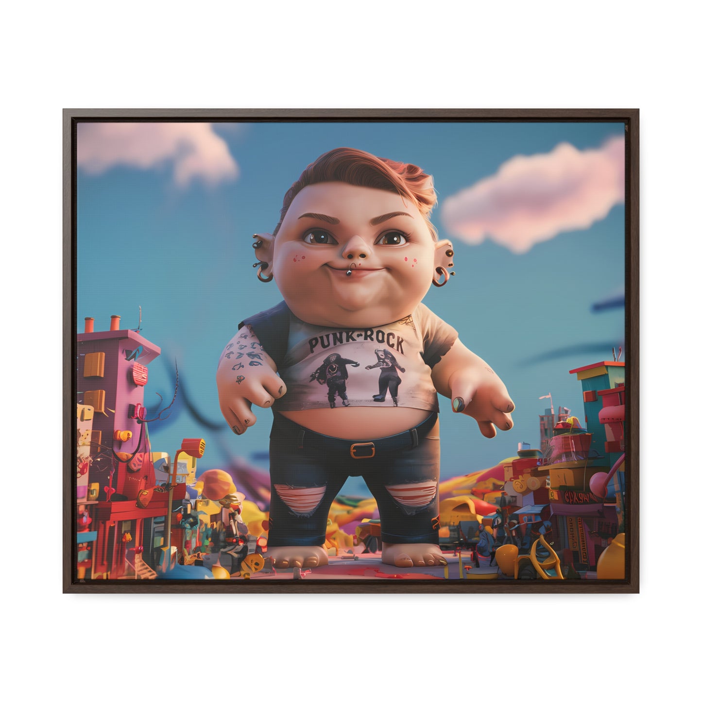 "Punk Rock Titan in Toy Town" - Gallery Canvas Wraps, Horizontal Frame