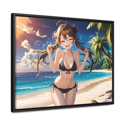 Sunlit Joy on the Beach - Gallery Canvas Wraps, Horizontal Frame