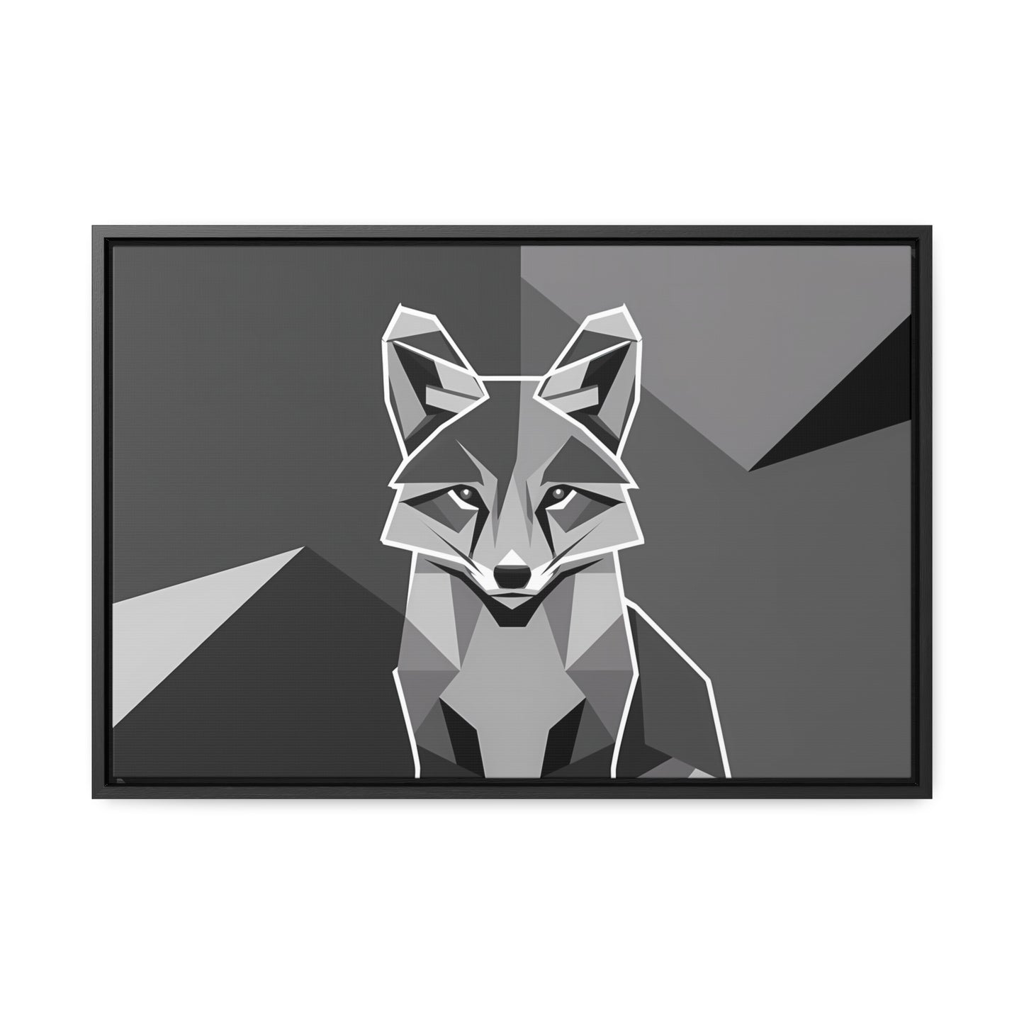 "Geometric Fox in Monochrome" - Gallery Canvas Wraps, Horizontal Frame