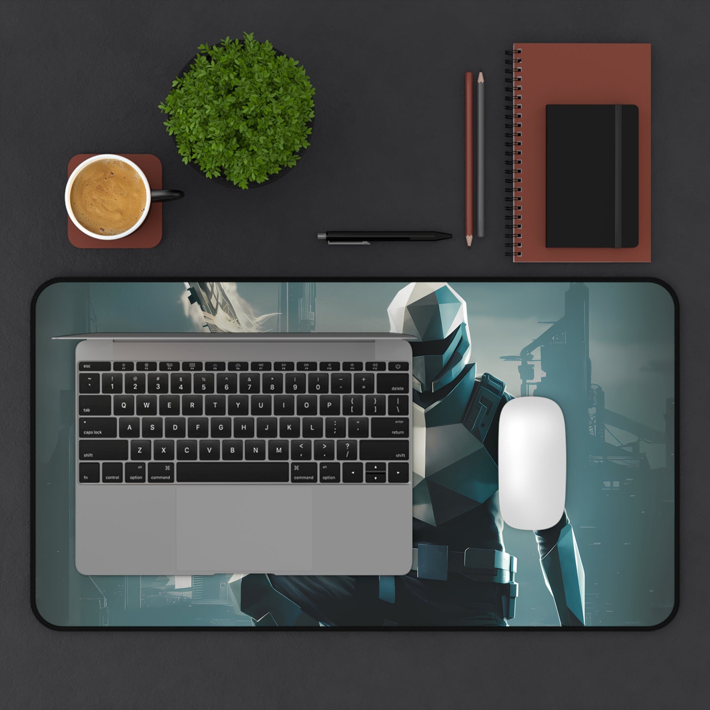 Geometric Cyber Soldier - Desk Mat