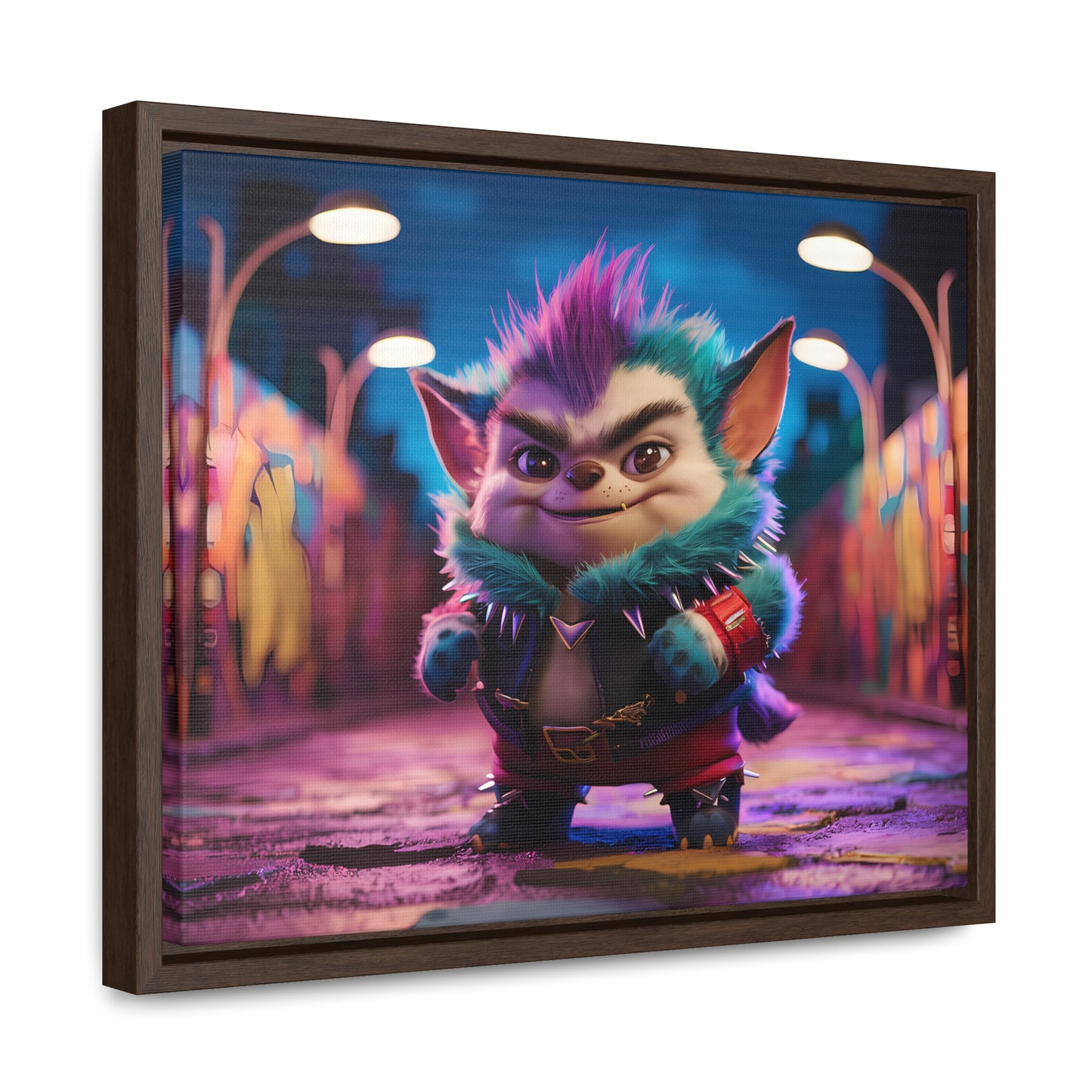 Rebel Furry in the Neon Alley - Gallery Canvas Wraps, Horizontal Frame