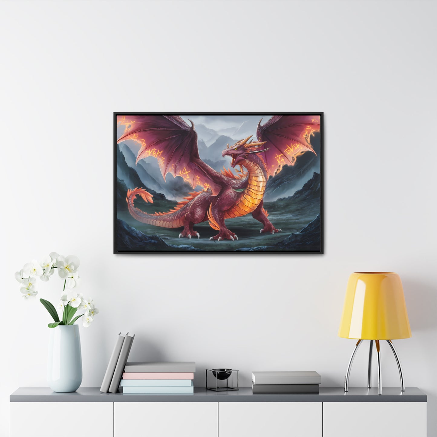 The Inferno Wyrm of the Ashen Peaks - Gallery Canvas Wraps, Horizontal Frame