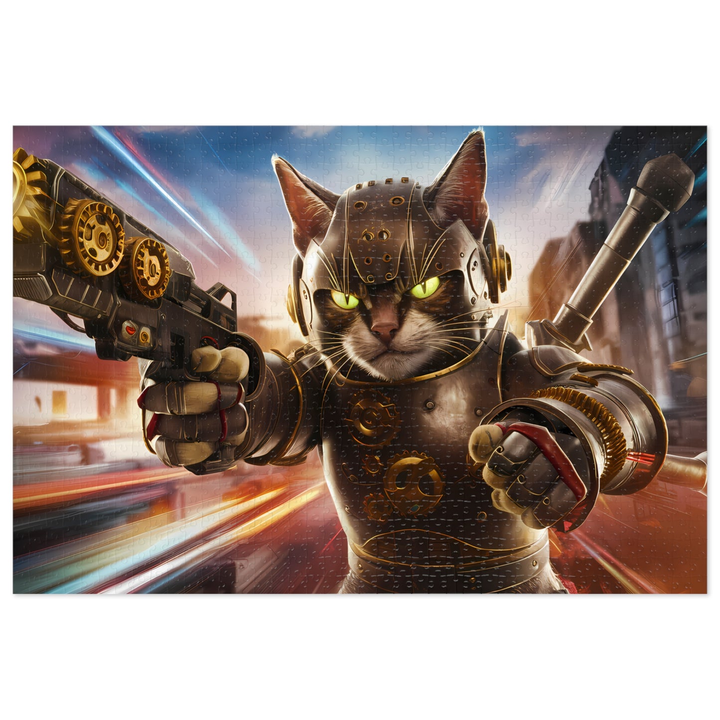 Cyber Feline Enforcer - Jigsaw Puzzle (30, 110, 252, 500,1000-Piece)