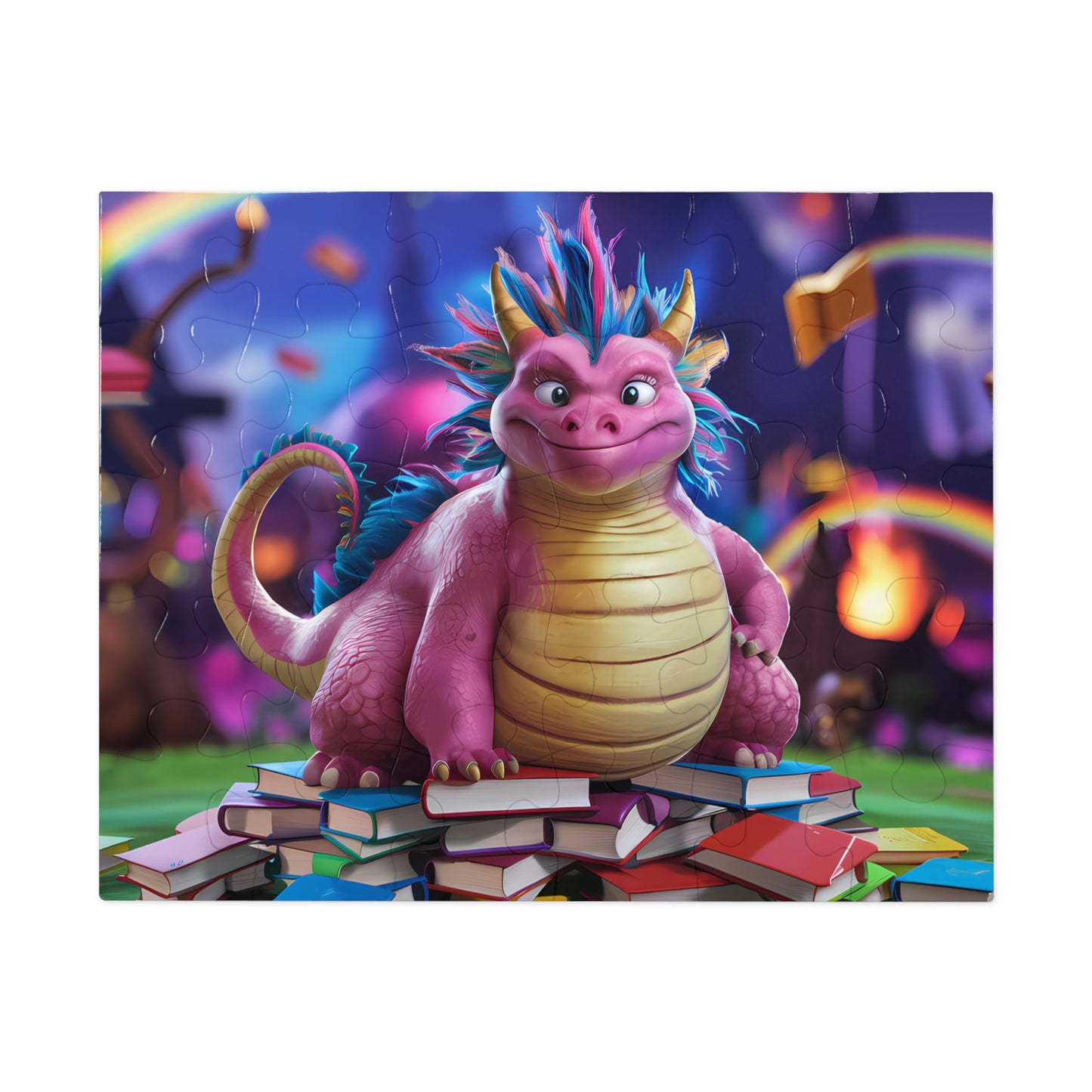 The Bookish Dragon's Enchanted Library - Jigsaw Puzzle (30, 110, 252, 500,1000-Piece)
