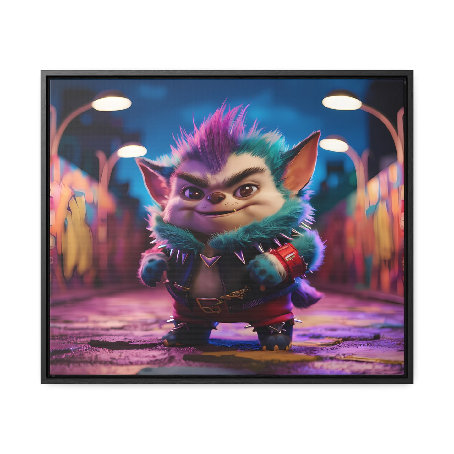 Rebel Furry in the Neon Alley - Gallery Canvas Wraps, Horizontal Frame
