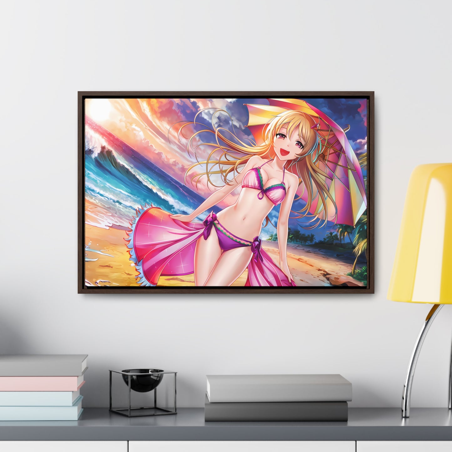 Sunset Stroll on the Beach - Gallery Canvas Wraps, Horizontal Frame