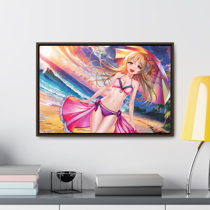Sunset Stroll on the Beach - Gallery Canvas Wraps, Horizontal Frame