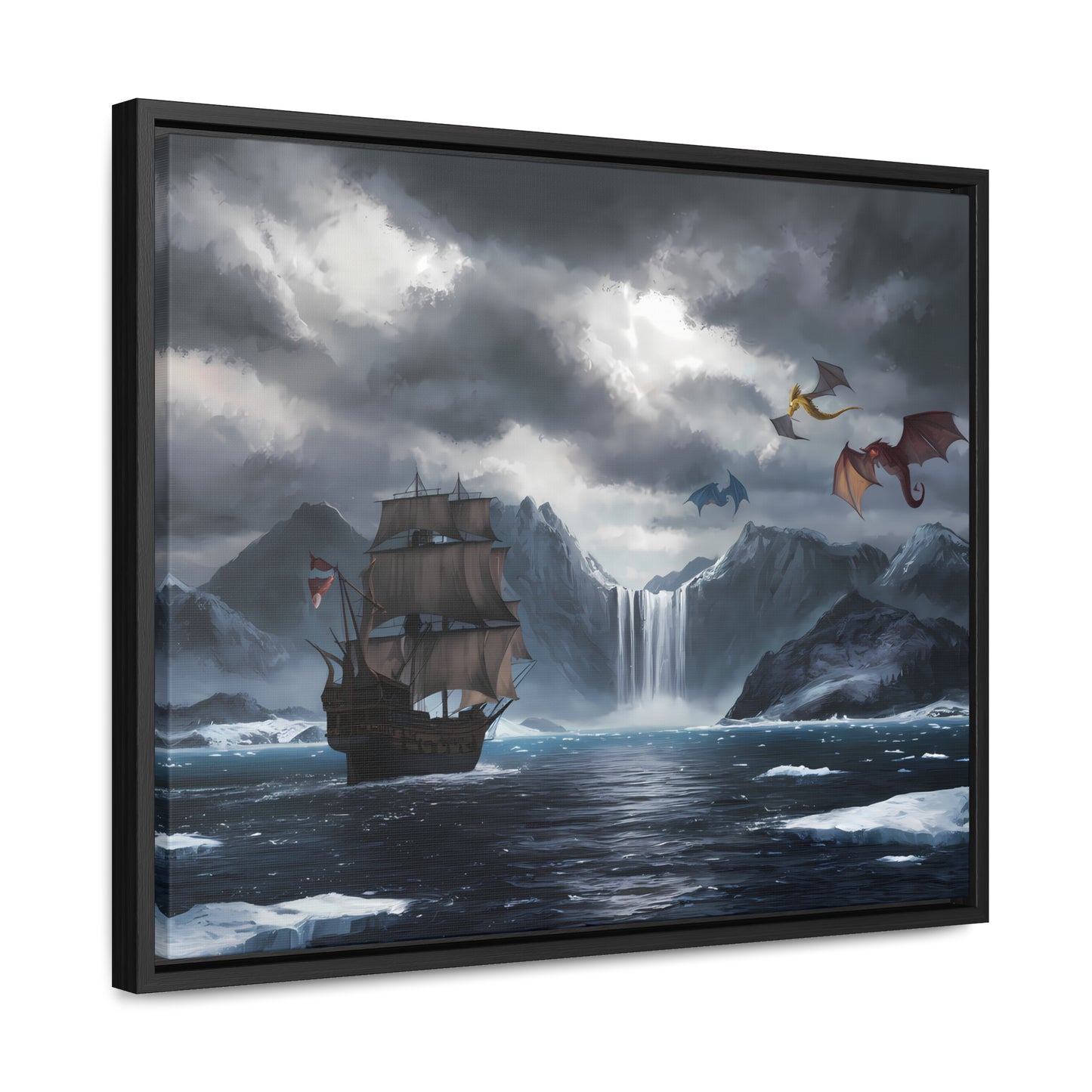 "The Voyage to Dragon's Fjord" - Gallery Canvas Wraps, Horizontal Frame