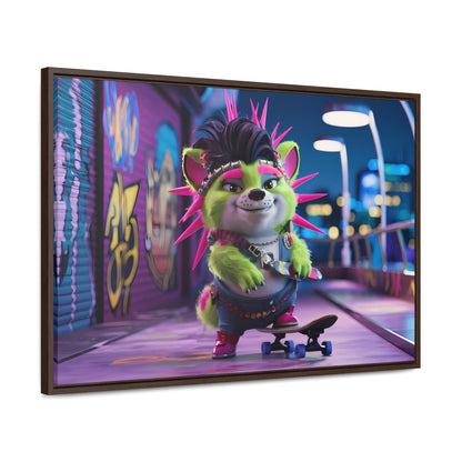 Punk Pup on a Neon Night - Gallery Canvas Wraps, Horizontal Frame
