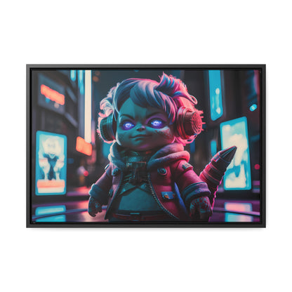 Neon Guardian in the Cyber City - Gallery Canvas Wraps, Horizontal Frame