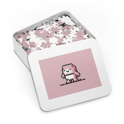 Pixelated Pink Character on a Soft Background - Jigsaw Puzzle (30, 110, 252, 500,1000-Piece)