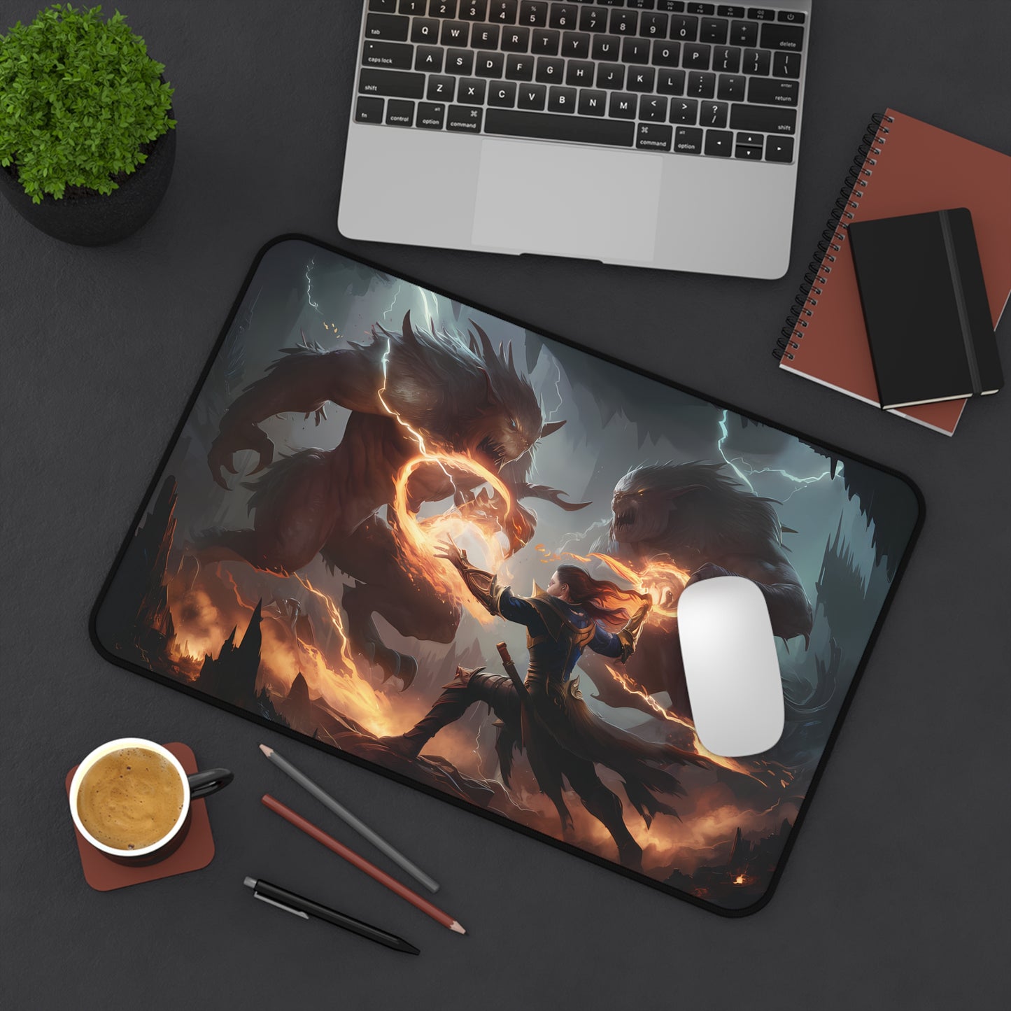 Fighting Fire Mage - Desk Mat