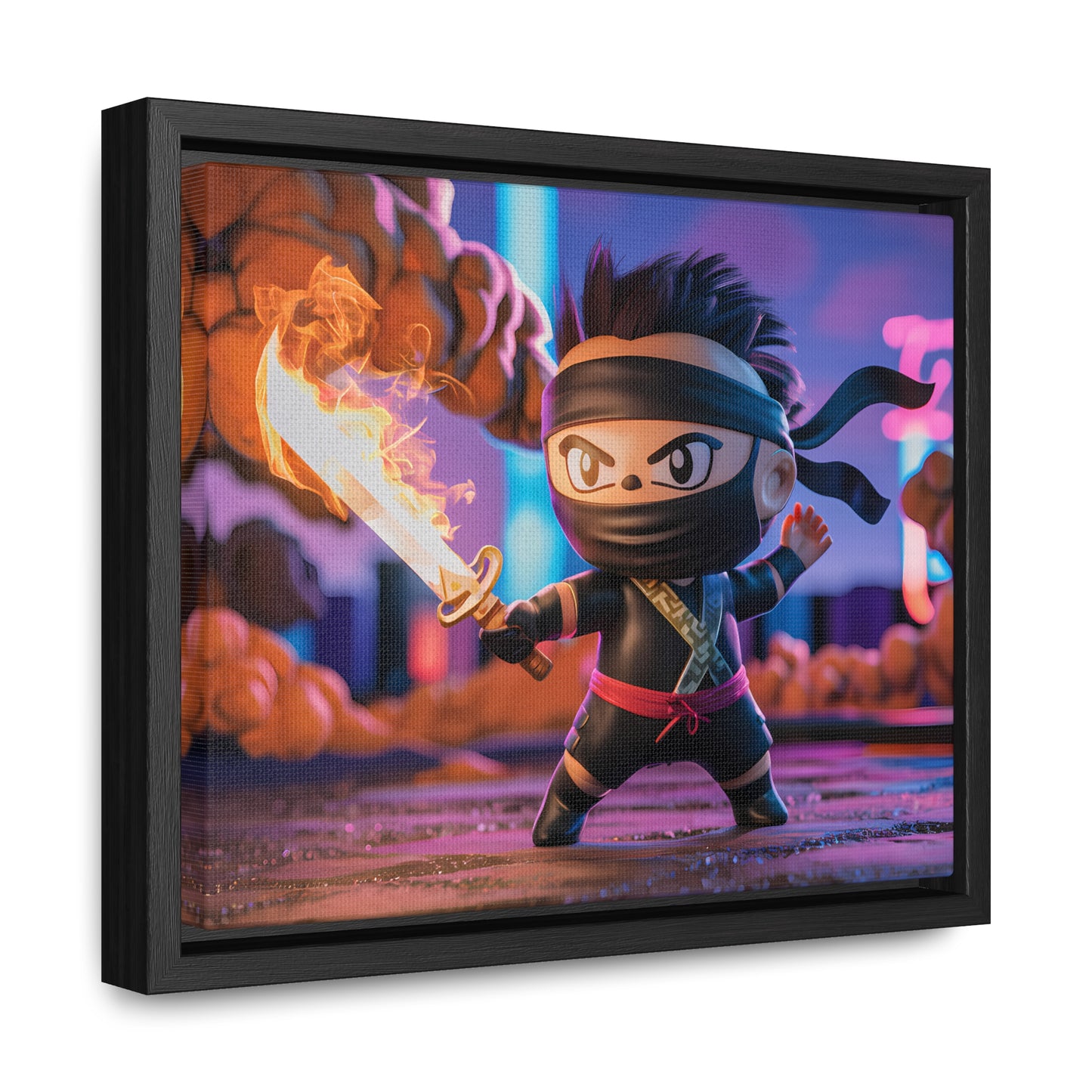 "Flameblade Ninja in Action" - Gallery Canvas Wraps, Horizontal Frame
