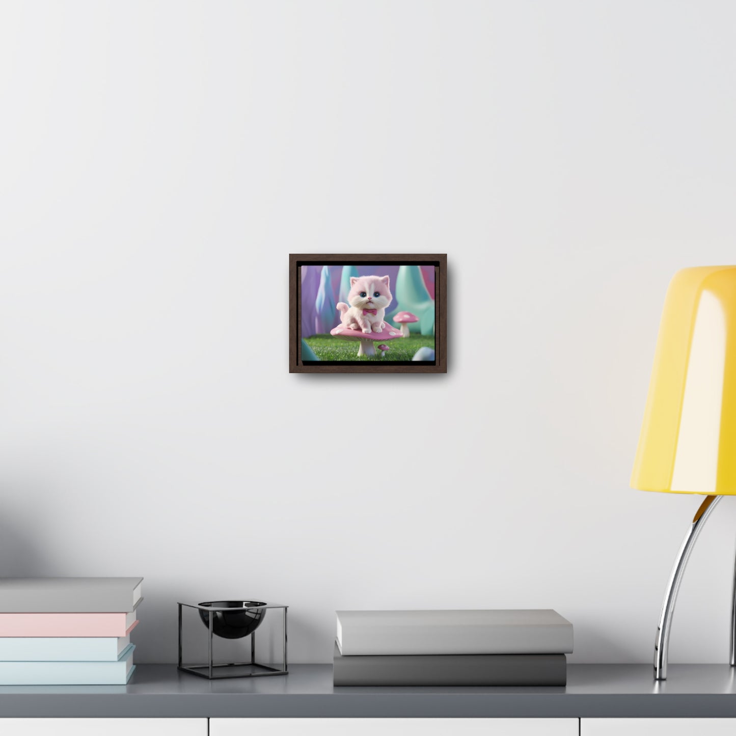 Whimsical Kitten on a Mushroom Throne - Gallery Canvas Wraps, Horizontal Frame