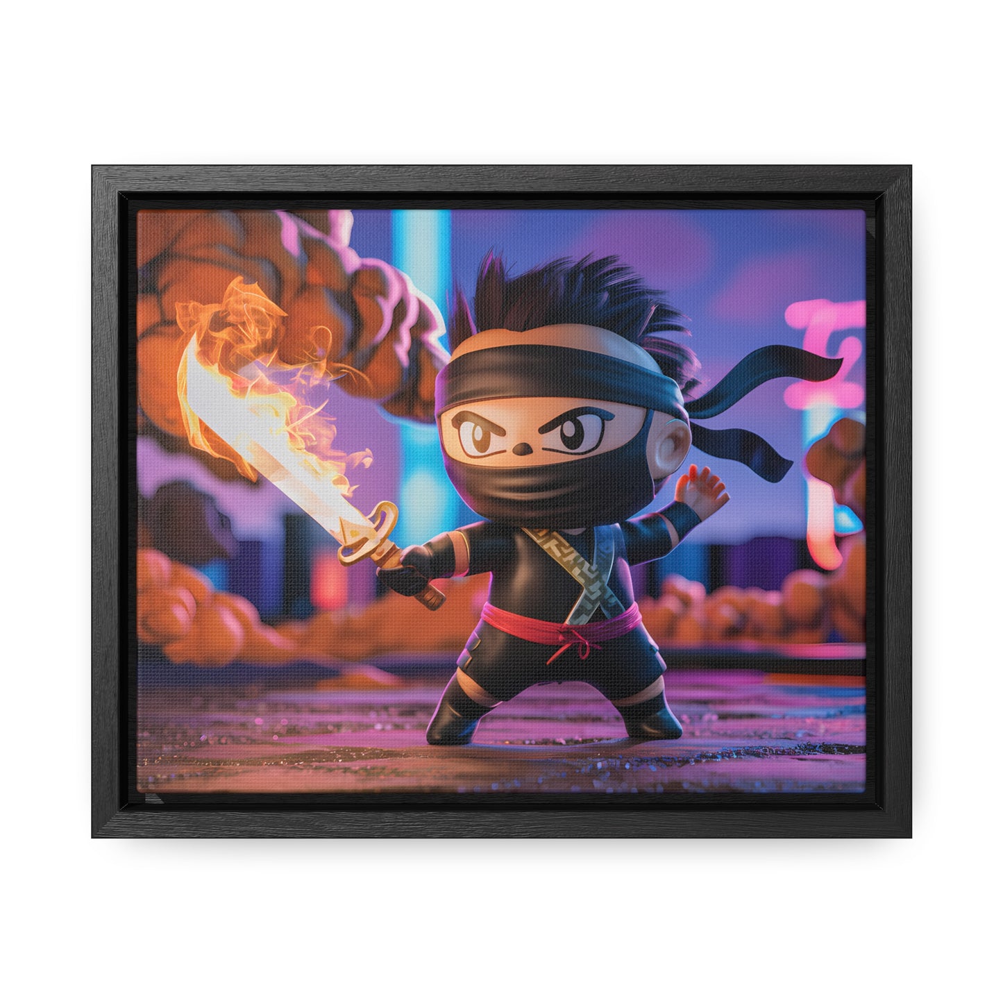 "Flameblade Ninja in Action" - Gallery Canvas Wraps, Horizontal Frame