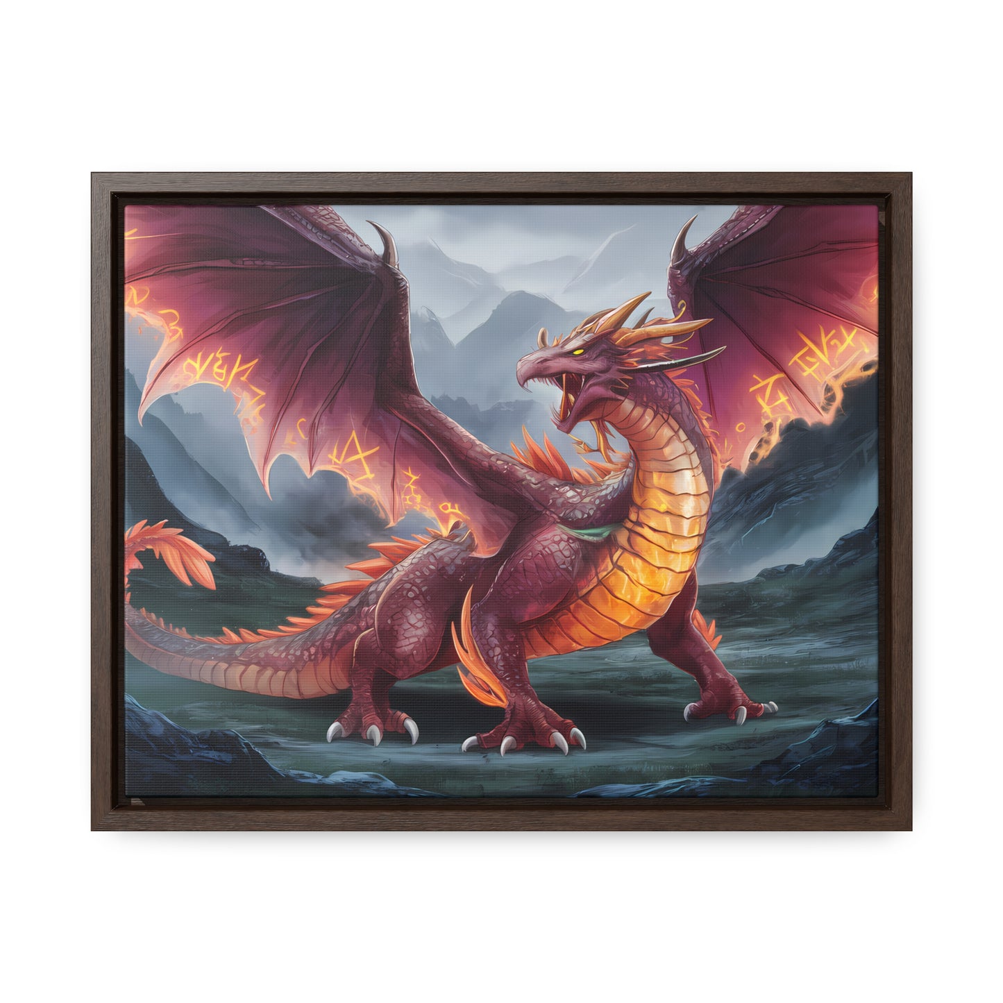 The Inferno Wyrm of the Ashen Peaks - Gallery Canvas Wraps, Horizontal Frame