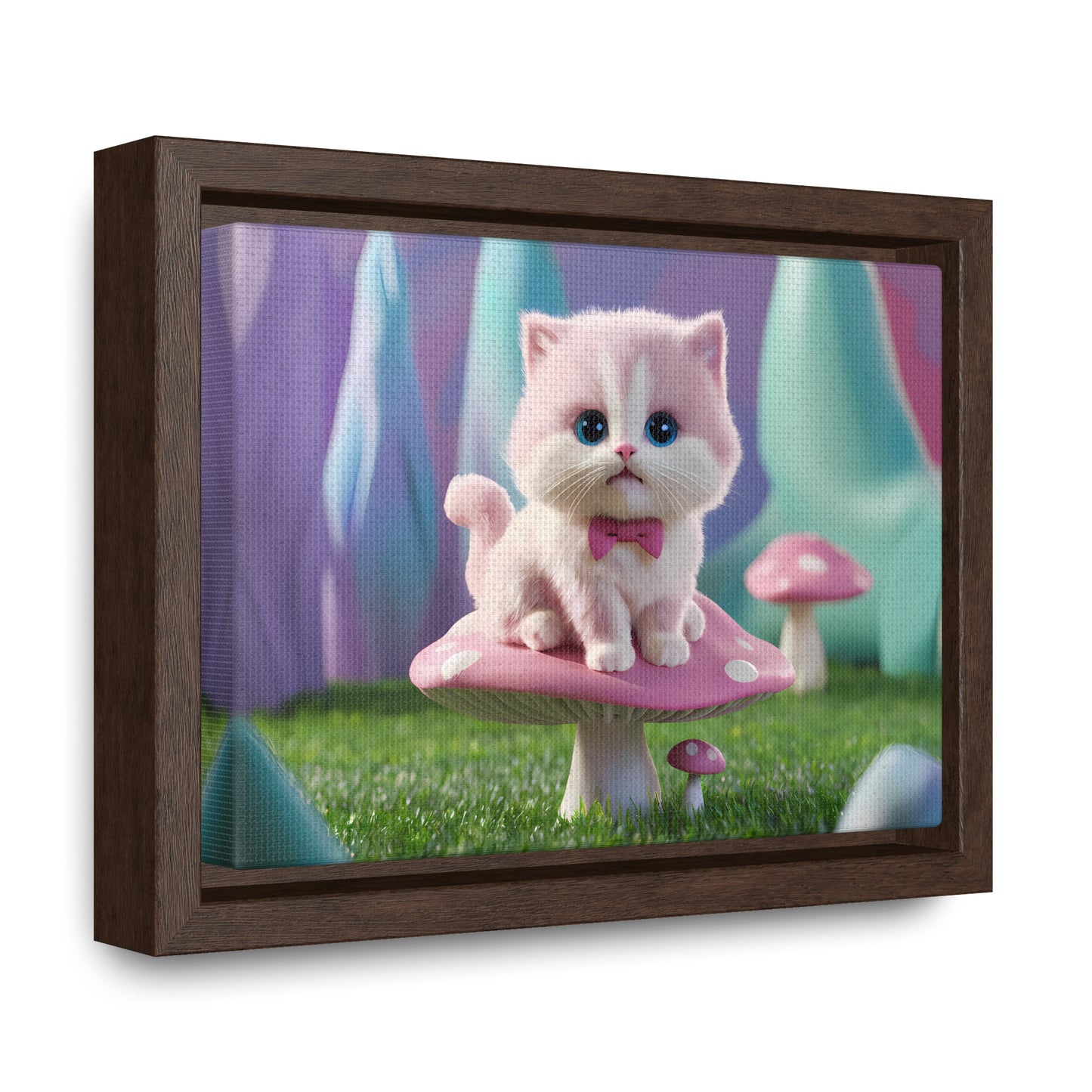 Whimsical Kitten on a Mushroom Throne - Gallery Canvas Wraps, Horizontal Frame