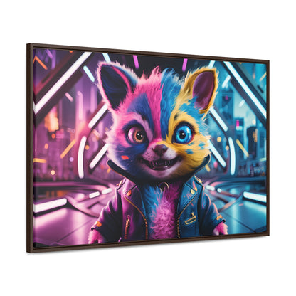 Neon Paws in the Cyber City - Gallery Canvas Wraps, Horizontal Frame
