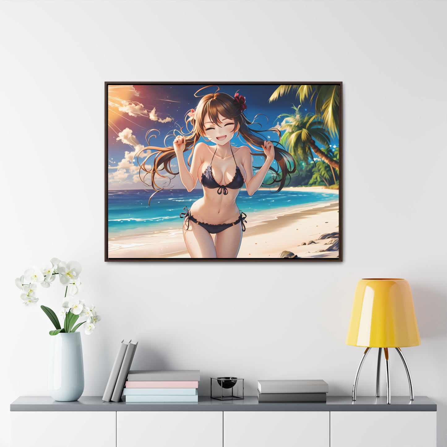 Sunlit Joy on the Beach - Gallery Canvas Wraps, Horizontal Frame