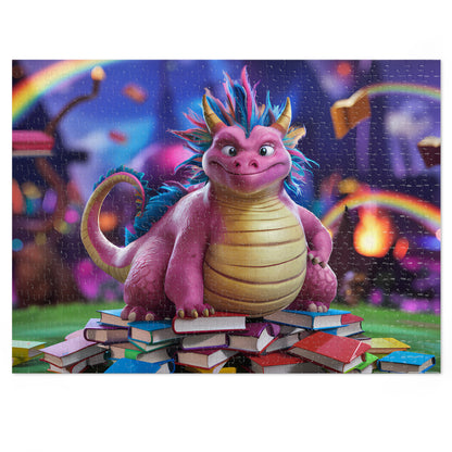 The Bookish Dragon's Enchanted Library - Jigsaw Puzzle (30, 110, 252, 500,1000-Piece)
