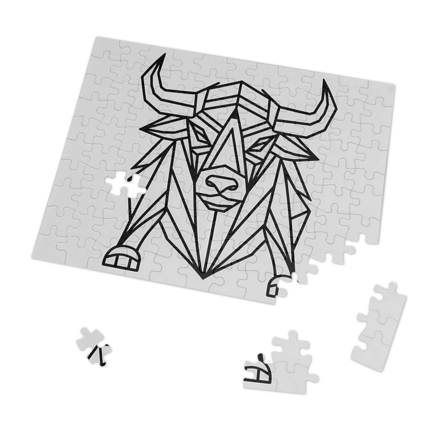 Geometric Bison Strength - Jigsaw Puzzle (30, 110, 252, 500,1000-Piece)