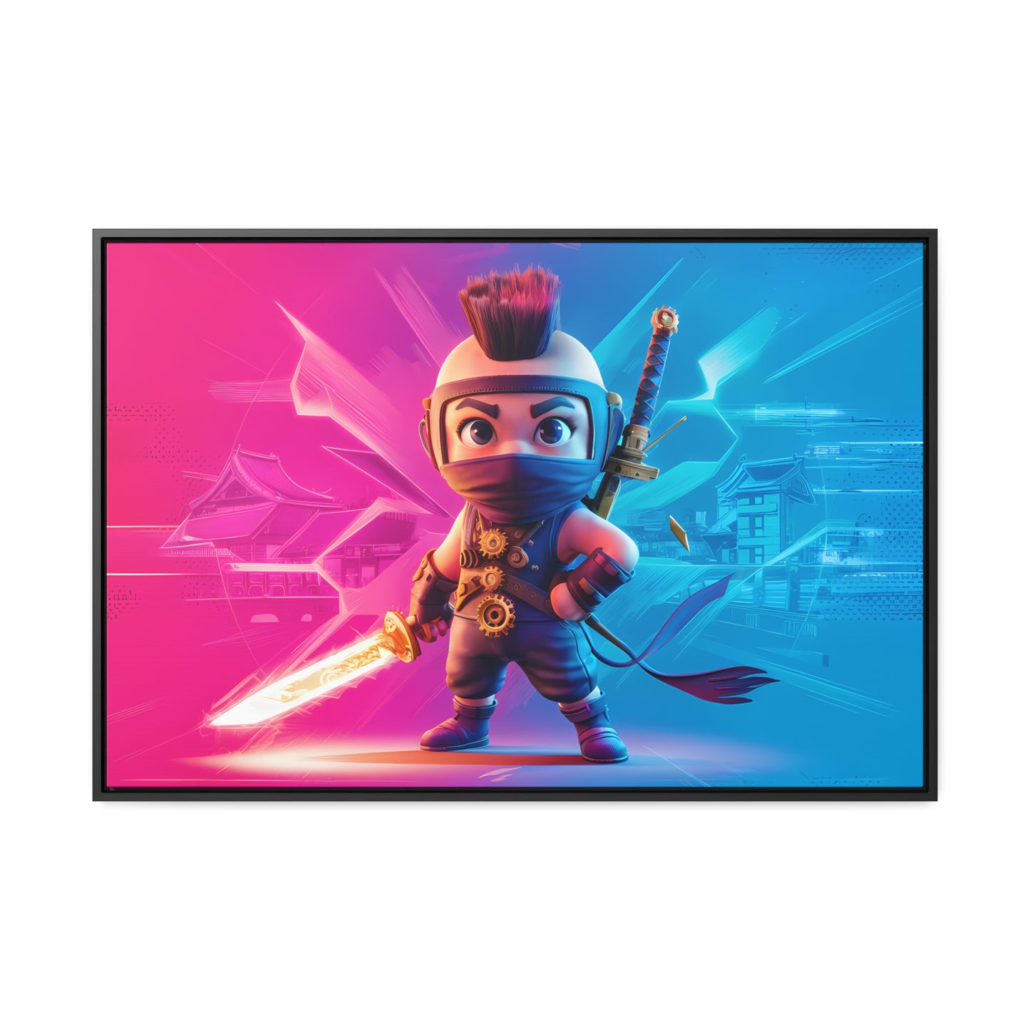 Neon Ninja Showdown - Gallery Canvas Wraps, Horizontal Frame