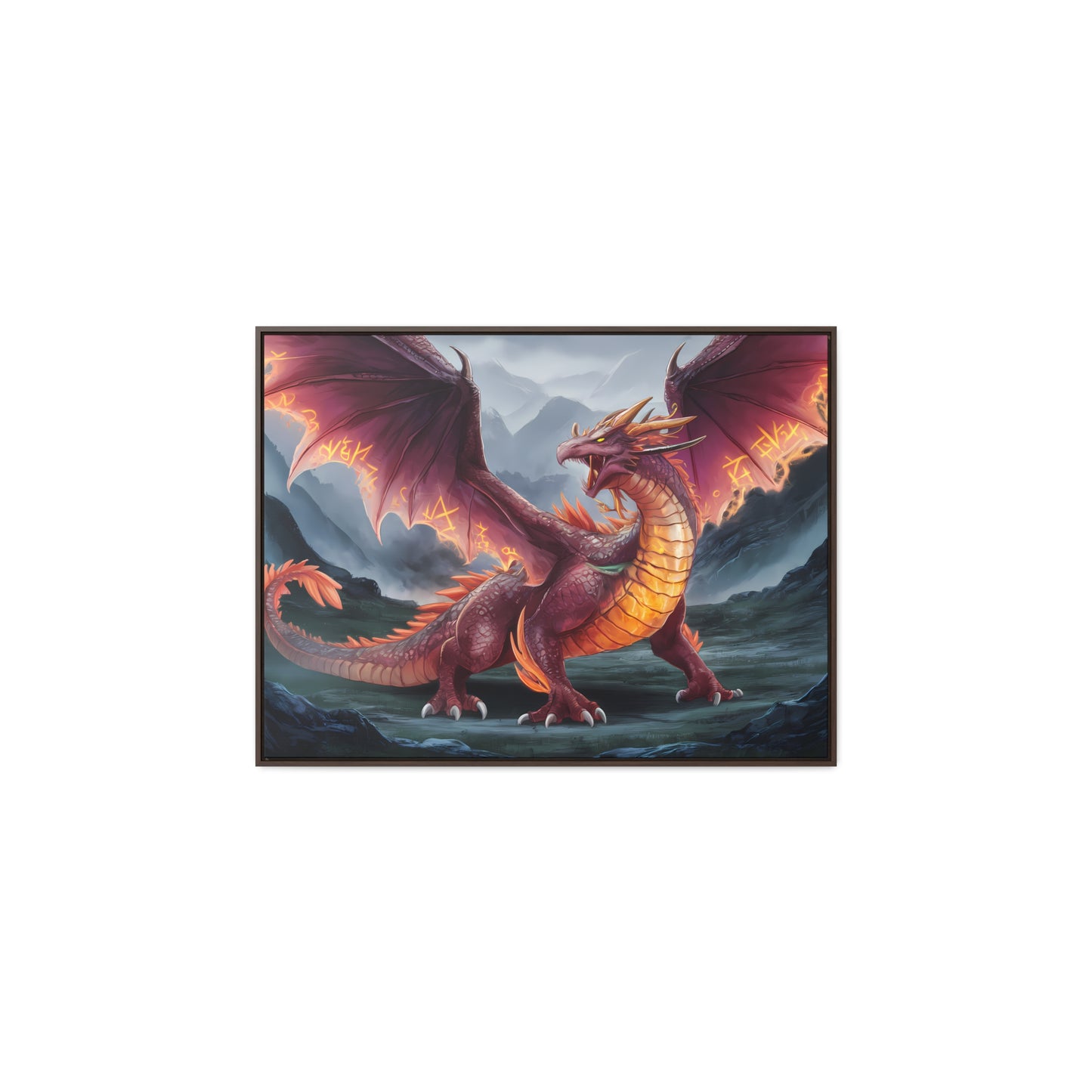 The Inferno Wyrm of the Ashen Peaks - Gallery Canvas Wraps, Horizontal Frame