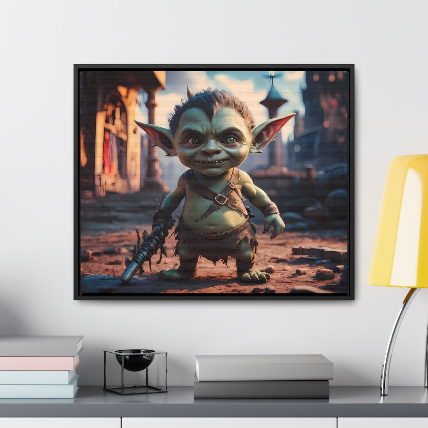 Goblin Warrior in the Ruined City - Gallery Canvas Wraps, Horizontal Frame