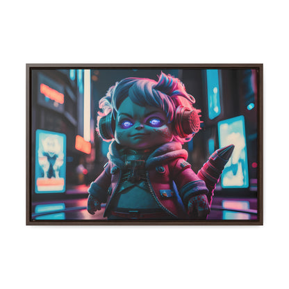 Neon Guardian in the Cyber City - Gallery Canvas Wraps, Horizontal Frame