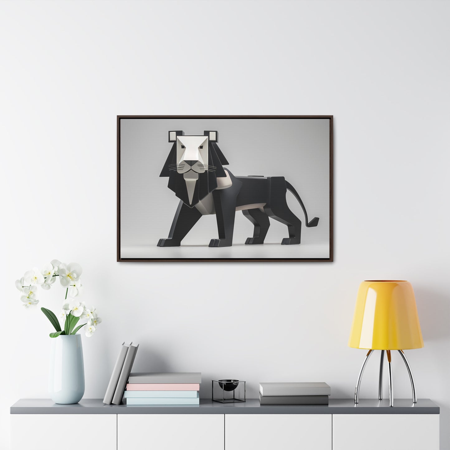 Regal Geometric Lion - Gallery Canvas Wraps, Horizontal Frame