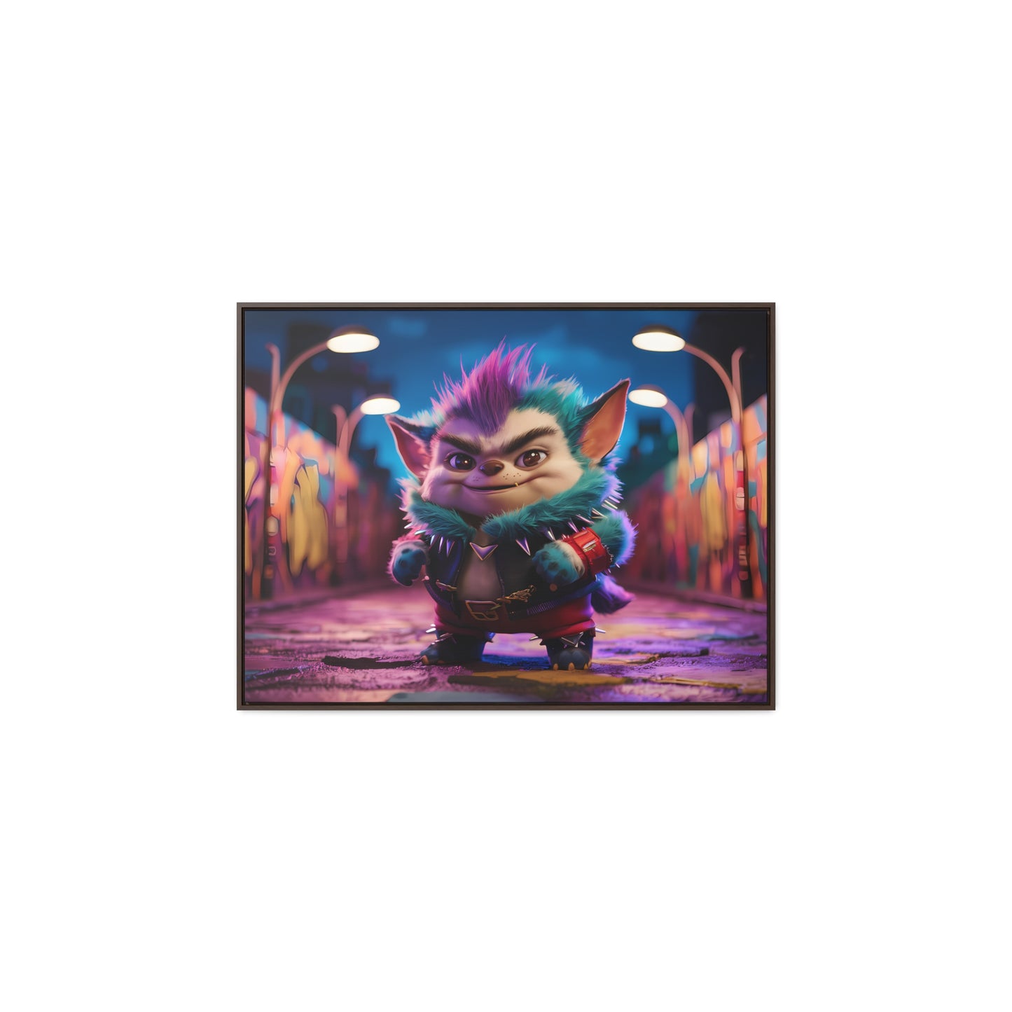 Rebel Furry in the Neon Alley - Gallery Canvas Wraps, Horizontal Frame