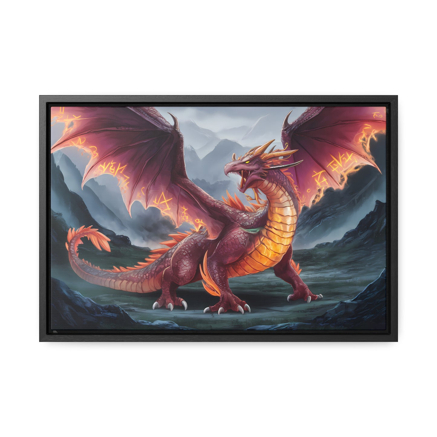 The Inferno Wyrm of the Ashen Peaks - Gallery Canvas Wraps, Horizontal Frame