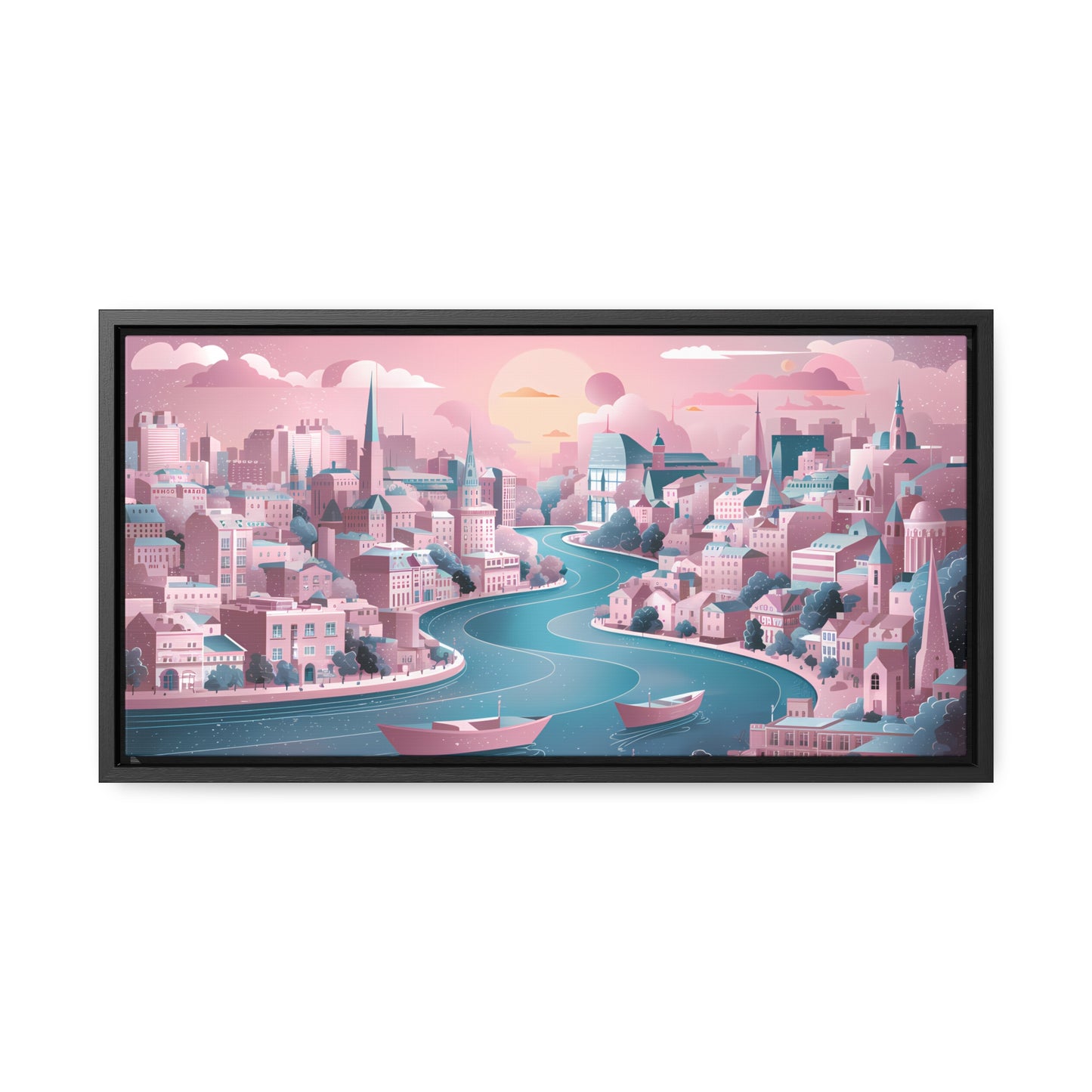 Serene City at Dawn - Gallery Canvas Wraps, Horizontal Frame