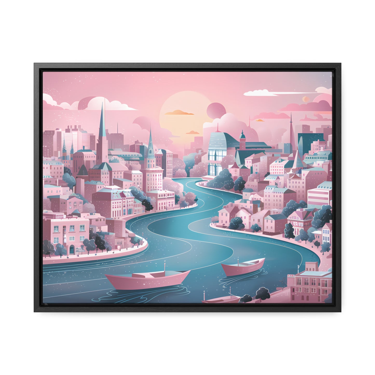 Serene City at Dawn - Gallery Canvas Wraps, Horizontal Frame