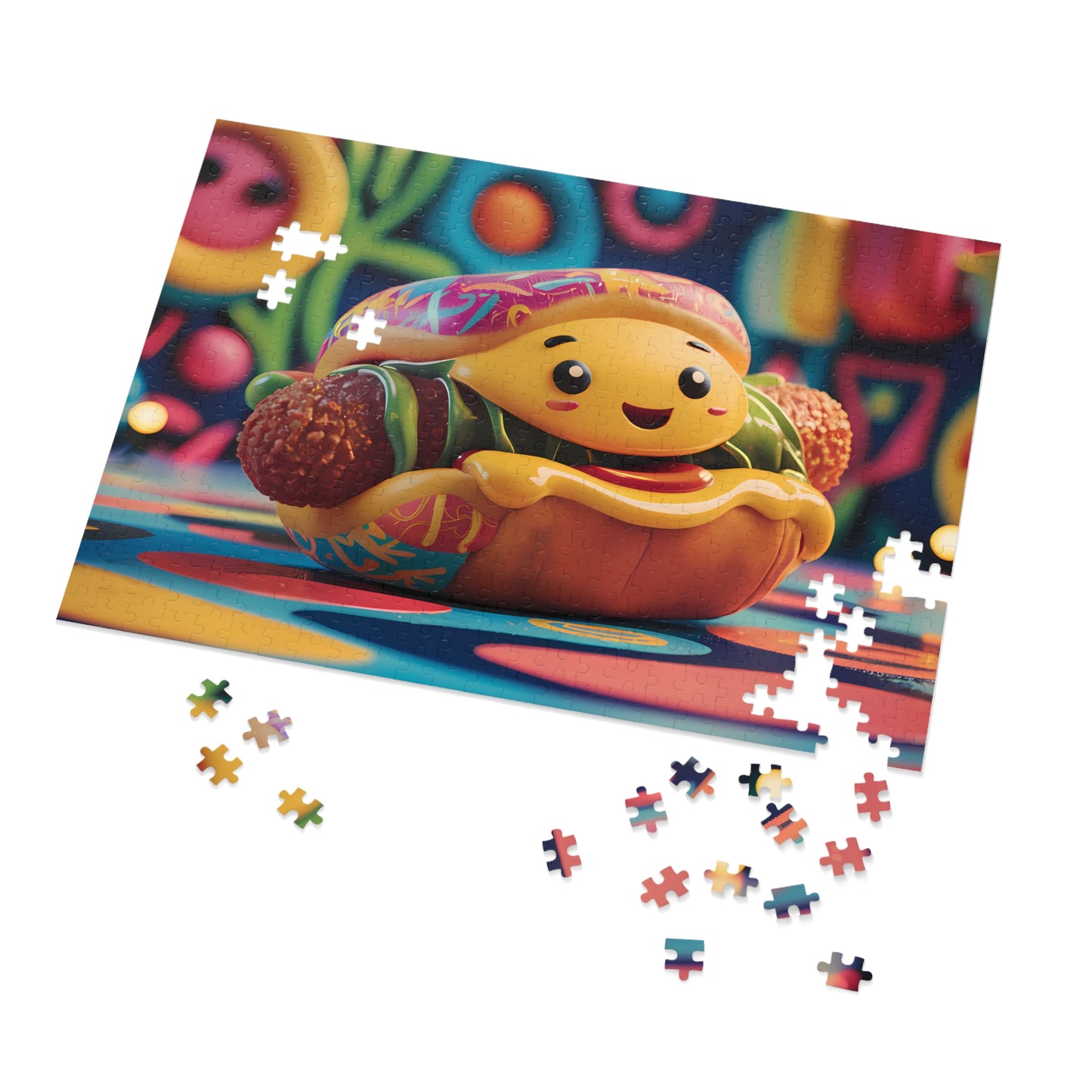"Cheerful Hotdog Delight" - Jigsaw Puzzle (30, 110, 252, 500,1000-Piece)