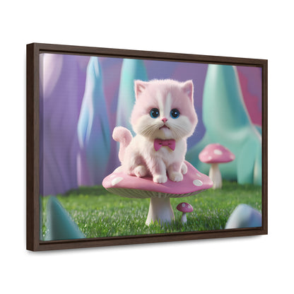 Whimsical Kitten on a Mushroom Throne - Gallery Canvas Wraps, Horizontal Frame