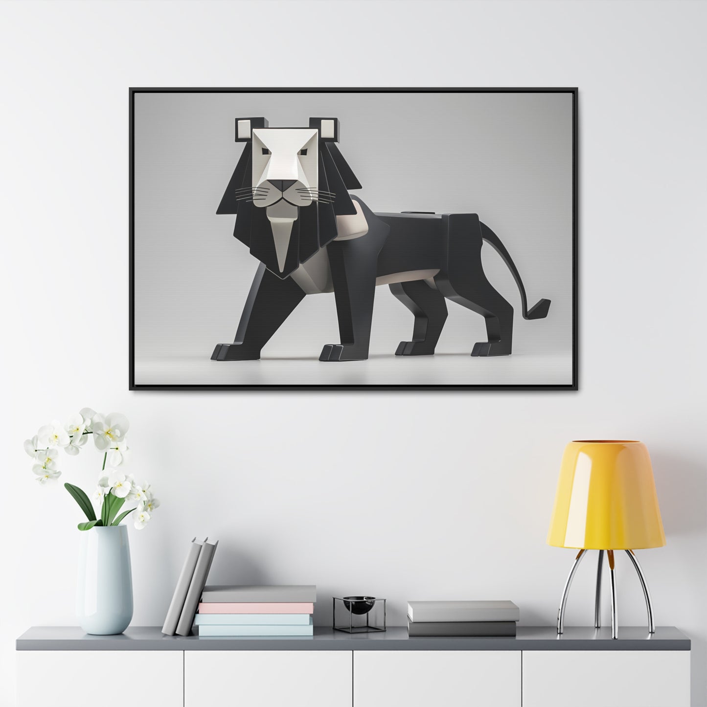 Regal Geometric Lion - Gallery Canvas Wraps, Horizontal Frame
