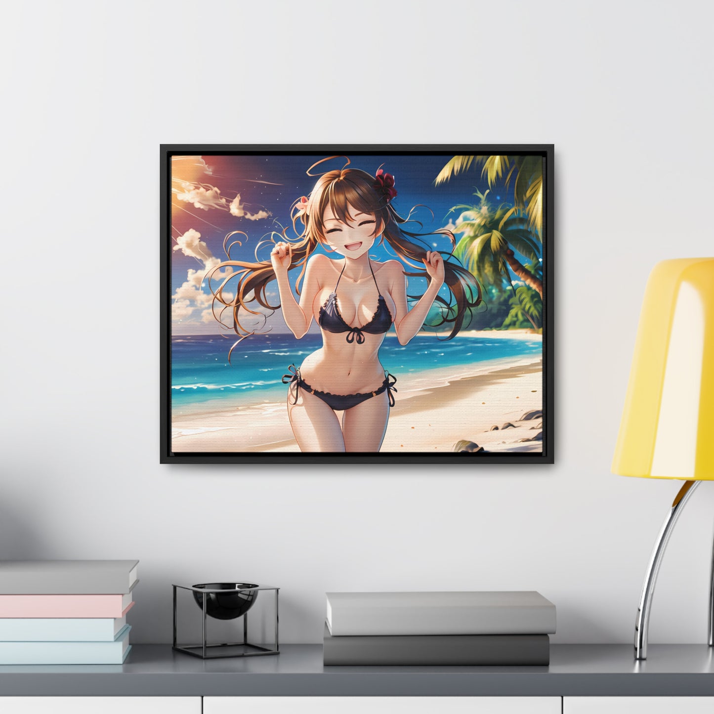 Sunlit Joy on the Beach - Gallery Canvas Wraps, Horizontal Frame