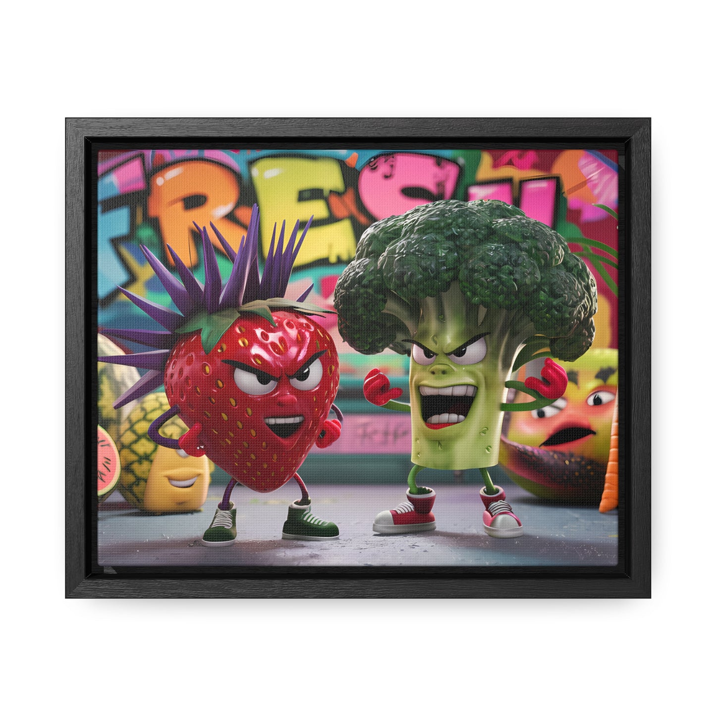 "Fresh Fight: Battle of the Bites" - Gallery Canvas Wraps, Horizontal Frame