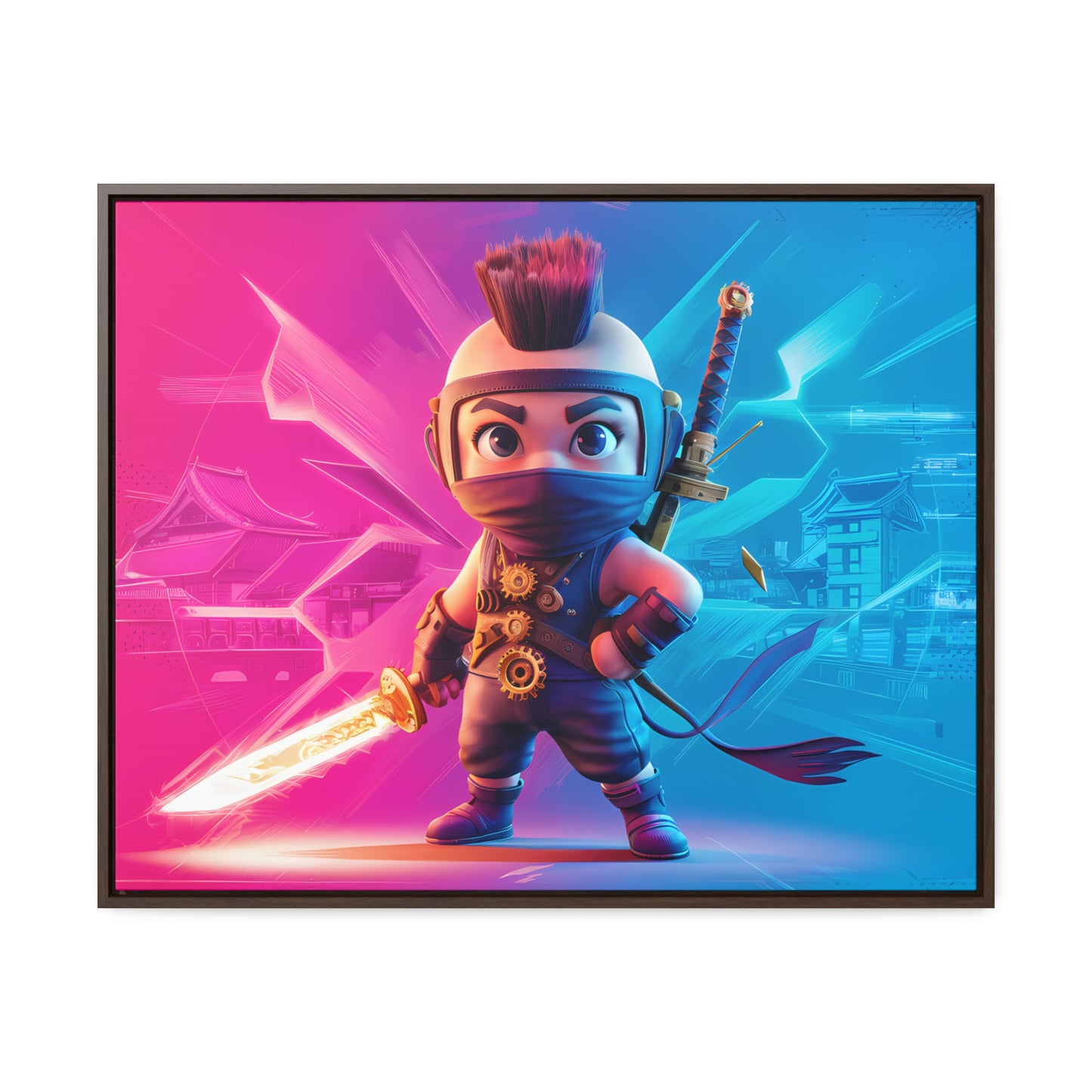 Neon Ninja Showdown - Gallery Canvas Wraps, Horizontal Frame