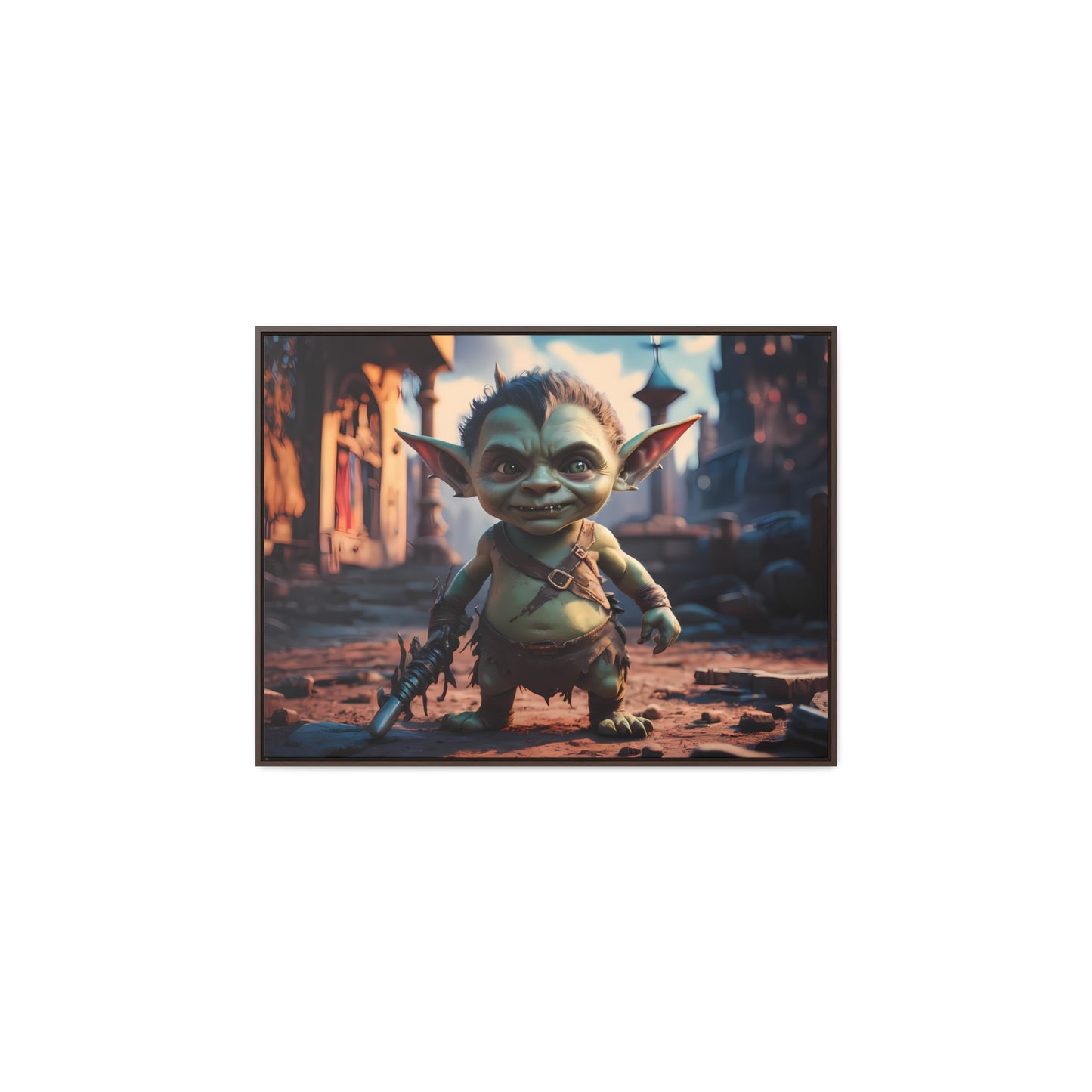 Goblin Warrior in the Ruined City - Gallery Canvas Wraps, Horizontal Frame