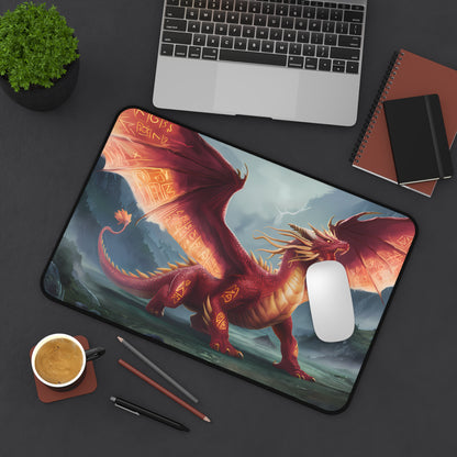 Crimson Guardian of the Ancient Runes - Desk Mat
