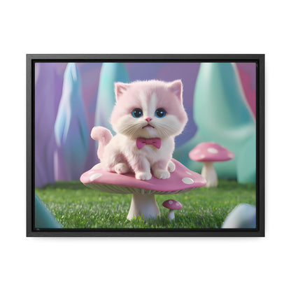 Whimsical Kitten on a Mushroom Throne - Gallery Canvas Wraps, Horizontal Frame