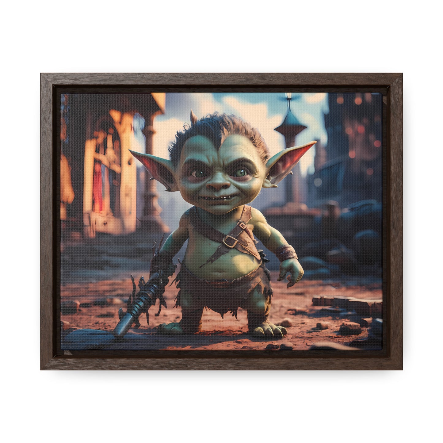 Goblin Warrior in the Ruined City - Gallery Canvas Wraps, Horizontal Frame