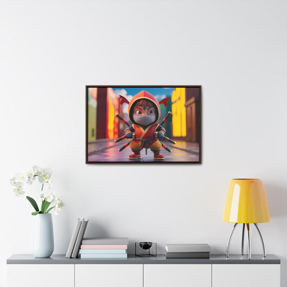 "Chibi Ninja Warrior in the City" - Gallery Canvas Wraps, Horizontal Frame